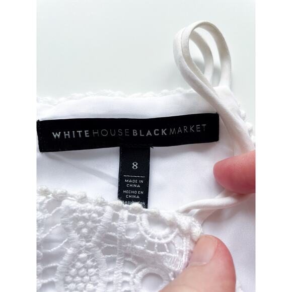 Women's White House Black Market Sleeveless White Lace Dress Size 8 - Picture 3 of 6